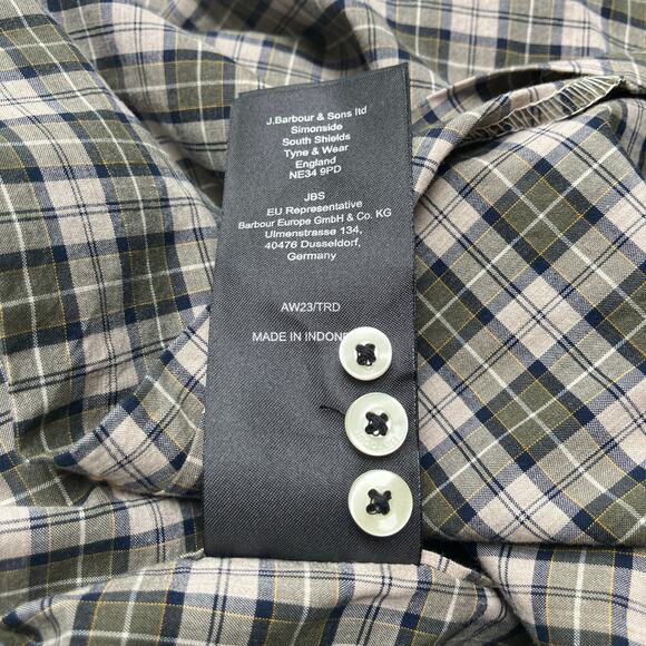 Barbour Lomond Tartan Shirt Sz XL Tan Brown Tailored Fit Button Up Collar Casual - Picture 9 of 10